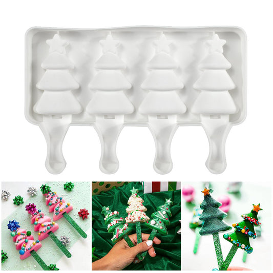 Christmas tree 4 hole new popsicle Silicone Mold