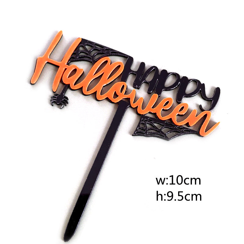 Black Halloween Acrylic Cake Topper Happy Halloween Cake Topper For Party decorations