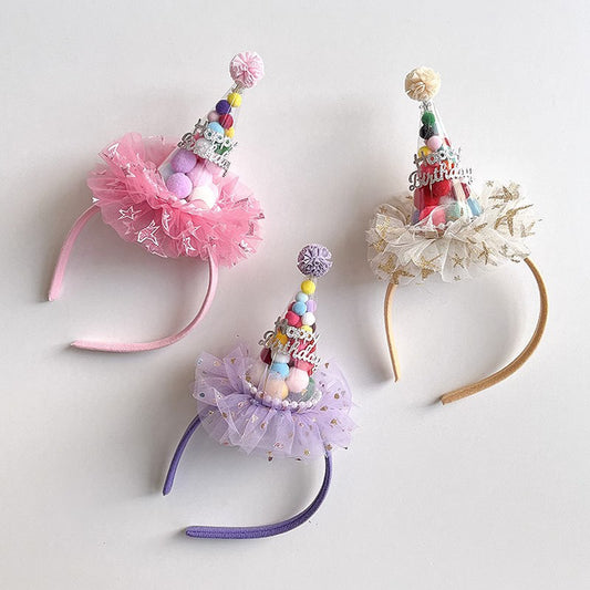 Birthday headband hat  kid's birthday crown hair clip